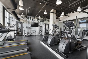 Cardio equipment in gym at Reside on Green Street, IL, 60642